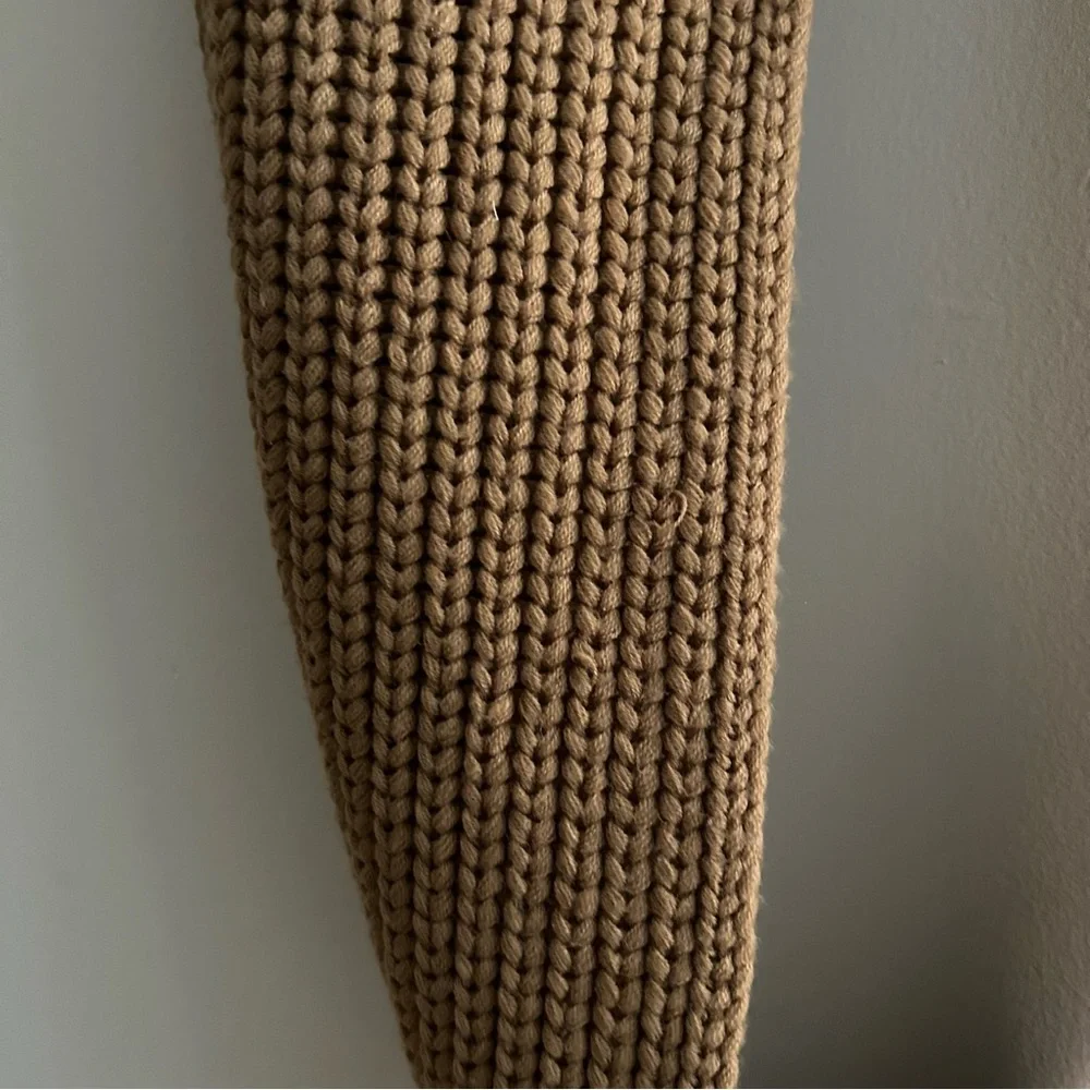 J. Crew Scarf Tan Brown Infinity Chunky Waffle Knit Solid Cozy Ribbed Neutral